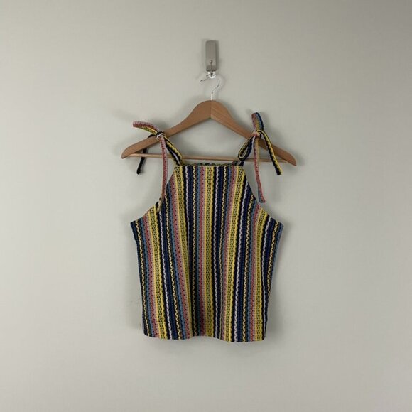Madewell Texture & Thread Tie-Shoulder Tank Top in Rainbow Crochet Size Small - Picture 1 of 6